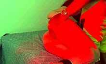 Submissive cums tied to dominator's cock in orgasm!