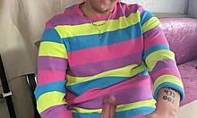 Horny college guy Joshua Lewis jacks off with big cock dirty talk