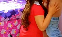 my wife in red dress gets fucked, but she watches and wants dick too, so i fuck both