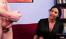 CFNM Voyeur MILF in Stockings Watches Solo Guy Action