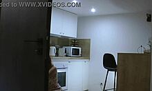 Hot redhead petite 18+ latina shows big ass and pussy in kitchen without panties or bra