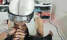 Sharingan Kostümlü Ağız Seks Beyaz Kurt Anime Naruto