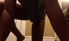 Horny ebony teen jiggles her bubble butt in slow motion, getting so horny!
