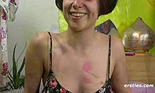 all natural brunette toying her hairy pussy 😊