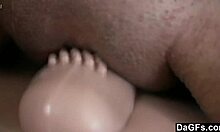 Dagfs - Lusty brunette rides Sybian hard on her bed