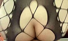 hot stepsister teases with a footjob before getting pounded doggy style by hard cock.