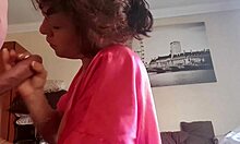 Early morning petite mommy gives a sloppy blowjob and handjob till cumshot