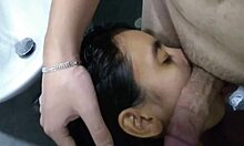 My girlfriend explores the hotel room with a friend