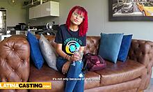 Petite 18yo amateur latina redhead gets pounded by big cock in casting close-up