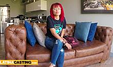 Petite 18yo amateur latina redhead gets pounded by big cock in casting close-up