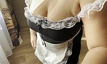 young maid with BIG TITS fingering her WET PUSSY while talking