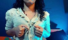 Big Natural Tits Girl Teases Nipples in Bedroom