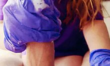 ASMR Handjob in Gloves with Massive Cum Load