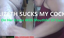 Lizeth Kneels for Cock Sucking with Cum Mouthful