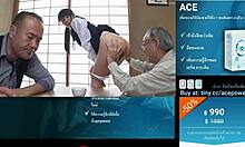 Old man fucks young girl in threesome.