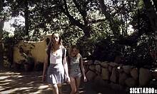 sicktaboo com - teen lesbians haley reed and coco lovelock slurped a guy’s massive cock.