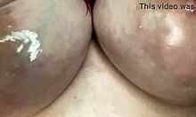 Hey, check out this sexy bbw massaging her big natural tits with oil 😍