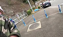 Japanese babe with big ass and tits licks body wildly.