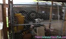 teen girls at outdoor party licking and fingering