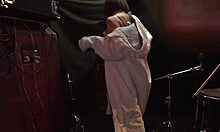 Nurse dancer gives deep throat and rides hard