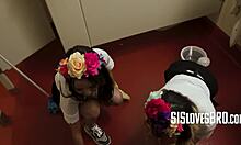 Nasty Teen Trio Sucking and Fucking in Hotel POV Threesome Action