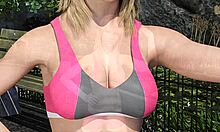 Sexy Blonde Katia Stared at During Training