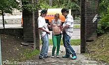Cute Teen Alexis Crystal BANGED in PUBLIC Threesome on Street