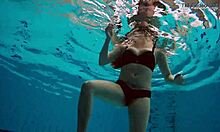 Czech Chick Vesta Strips Naked for Underwater Pool Adventure