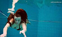 Czech Chick Vesta Strips Naked for Underwater Pool Adventure