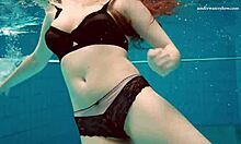 Czech Chick Vesta Strips Naked for Underwater Pool Adventure