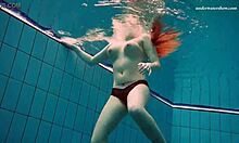 Czech Chick Vesta Strips Naked for Underwater Pool Adventure