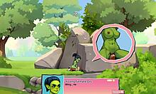 dude, horny young female orc face-sitting a lucky boy in nature game! 😜