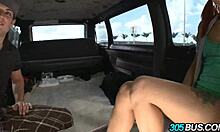 This super hot redhead got fucked on the bus for cash. She sucked guys off in public humiliation outdoors.