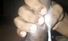 Gay man masturbates his cock at midnight homemade