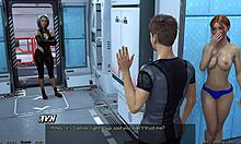 stranded in space 7, red haired step sister bathes in shower