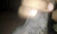 Gay man masturbates his cock at midnight homemade