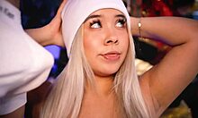 How Does Horny Blonde Test Friend's Cock on Live Webcam?