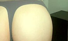 close-up faceless young babe trying on panties from mv store in gym