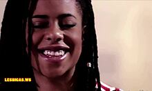 Ebony teen shares interracial kiss with black babe