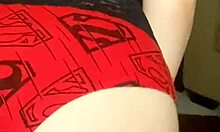 close-up faceless young babe trying on panties from mv store in gym