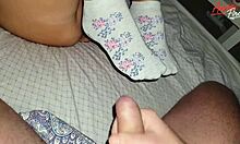 Footjob In White Socks With Cum On Socks