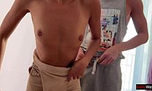 Double blowjob turns rough. Whore gets mouth fucked and face covered in cum.