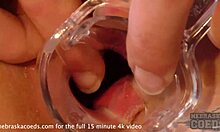 Teen Sarah's pussy gaped in close-up gyno exam