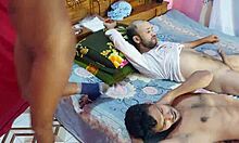 College girl tries double penetration with two huge cocks