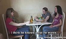 hot teen christi cats and alena get banged in gangbang with spanking and facial!