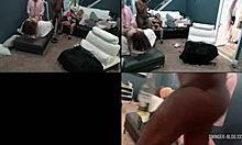 Hey, amateur swingers in fishnets are fucking hard in group sex! 😈