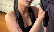 She swallowed every drop of cum in a sexy homemade blowjob scene.