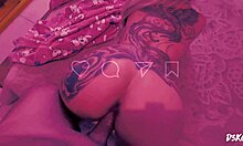 anime babe with tattoo in homemade scene