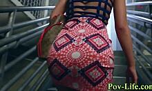 teen gargles cum in pov blowjob with big cock