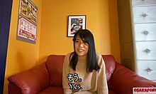 cute 18-year-old japanese amateur mao chan in blowjob interview with creampie. 😊